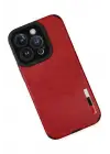 Newface Apple iPhone 14 Pro Kılıf Loop Deri Silikon - Kırmızı