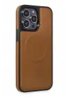 Newface iPhone 15 Pro Max Kılıf Ozzi Magsafe Deri Kapak - Taba