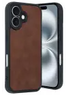 Newface Apple iPhone 16 Kılıf Aras Deri Kapak - Taba