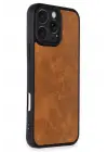 Newface Apple iPhone 16 Pro Kılıf Aras Deri Kapak - Taba