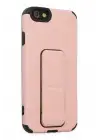 Newface Apple iPhone 6 Kılıf Mega Standlı Silikon - Pudra