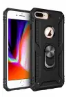 Newface Apple iPhone 7 Plus Kılıf Sofya Yüzüklü Silikon Kapak - Siyah