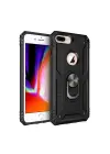 Newface Apple iPhone 7 Plus Kılıf Sofya Yüzüklü Silikon Kapak - Siyah