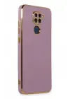 Newface Xiaomi Redmi Note 9 Kılıf Volet Silikon - Mor