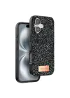 Onegif Apple iPhone 16 Plus Bright Simli Kapak - Siyah