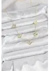 Pirinç Gold Renk Yonca Kadın Kolye