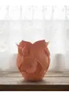 Turuncu Floral Tasarımlı 3D Vazo Şık Ev Dekorasyon Aksesuarı