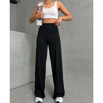 önü çımalı pantolon siyah