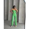 Palazzo pantolonlu alt üst takım yeşil