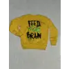 Fed baskılı bisiklet yaka sweatshirt erkek çocuk sarı