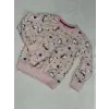 Karakter kalpli baskılı pembe kız çocuk bisiklet yaka sweatshirt