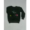 Timsah baskılı bisiklet yaka sweatshirt erkek çocuk haki