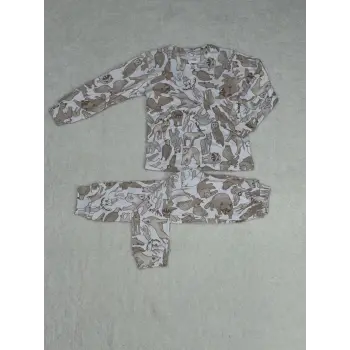 3-4-5 yaş pijama takımı beyaz alt üst kız çocuk