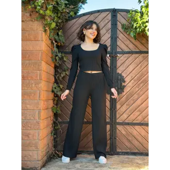 Fitilli prenses kol alt üst takım siyah