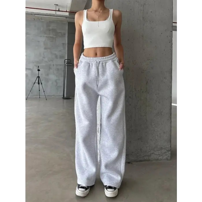 3 iplik şardonlu oversize eşofman gri