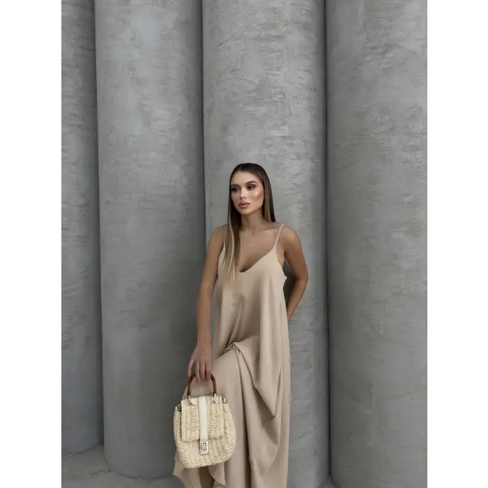 Aerobin uzun elbise bej pt