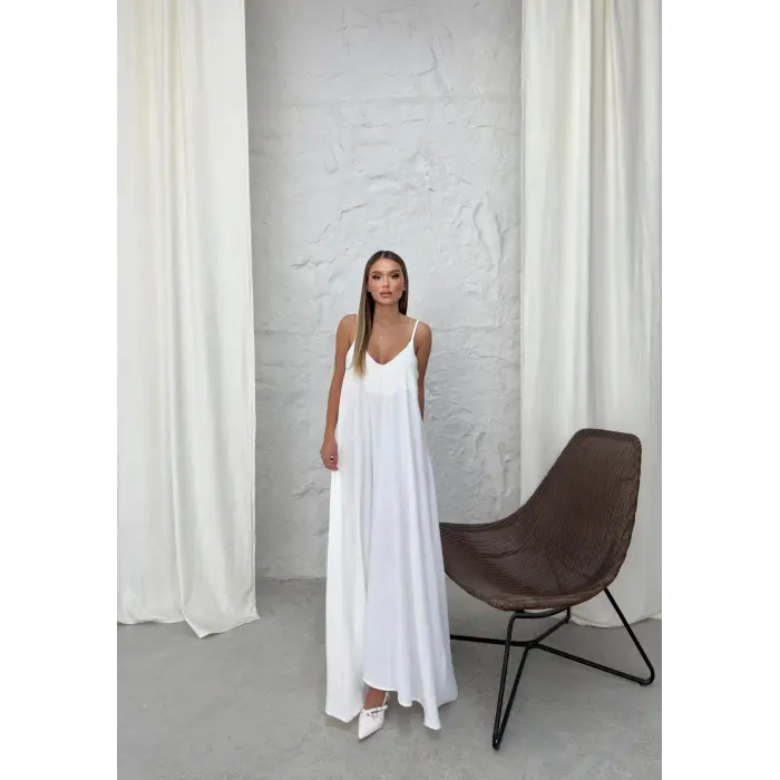 Aerobin uzun elbise beyaz pt