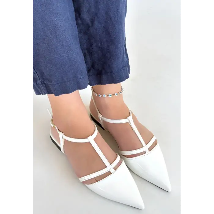 Canca Beyaz Rugan Babet Ayakkabı