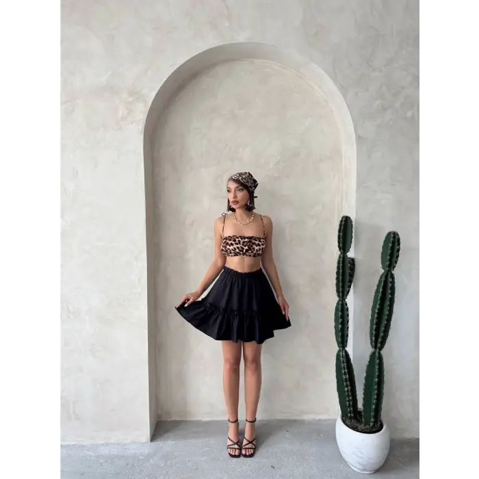 Çingene keten etek siyah s24808