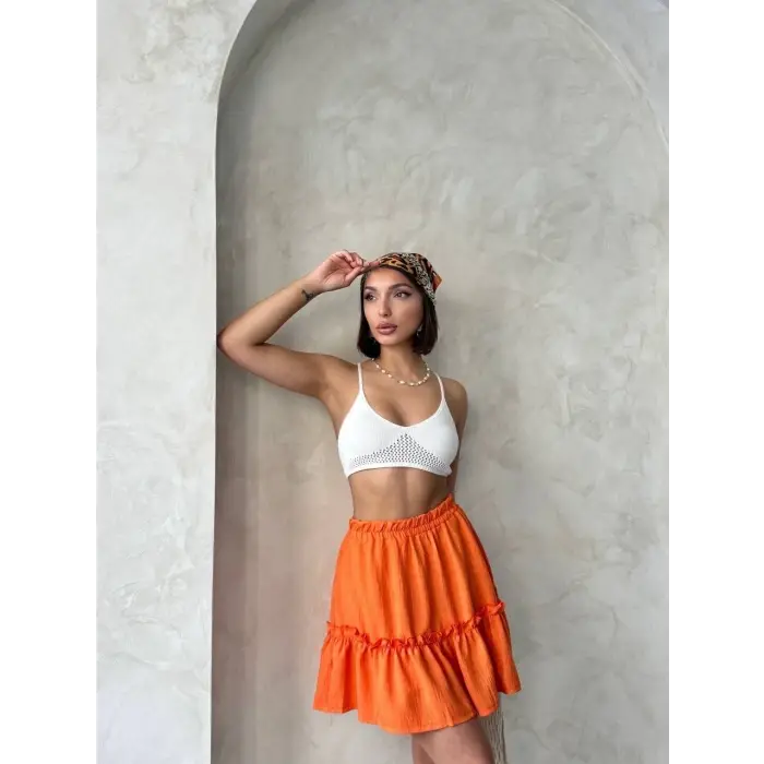 Çingene keten etek turuncu s24808