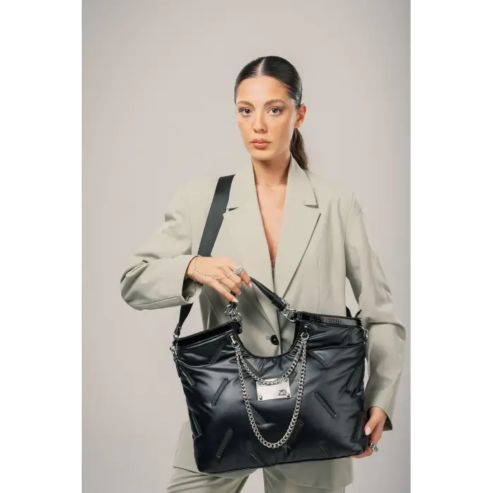 Enya Siyah Cilt Omuz Çantası