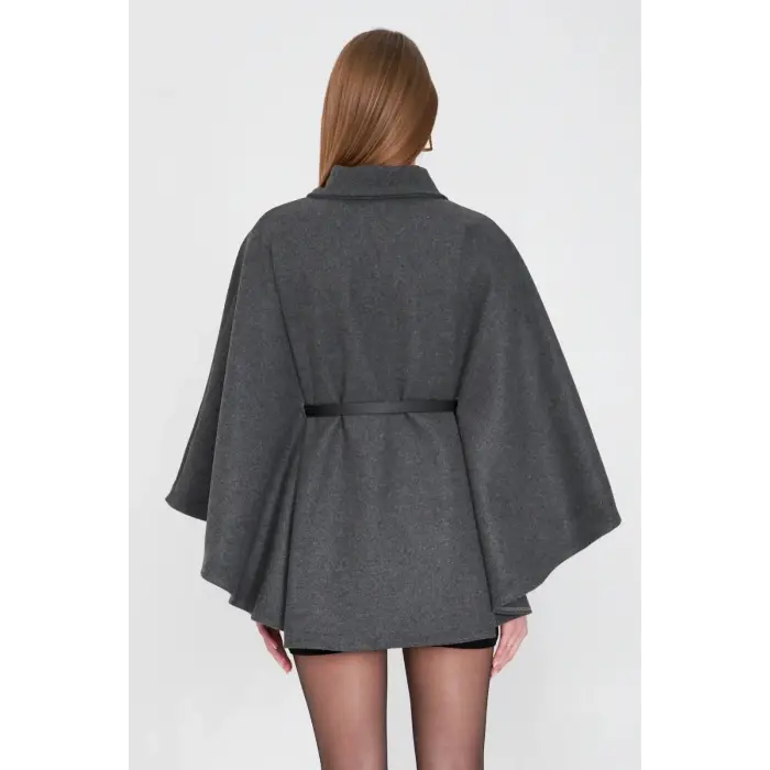 Kemerli kaşe panço antrasit pt