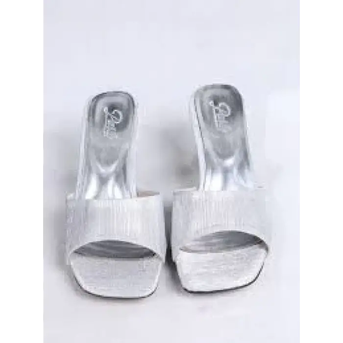 Luart Gümüş Simli Topuklu Terlik