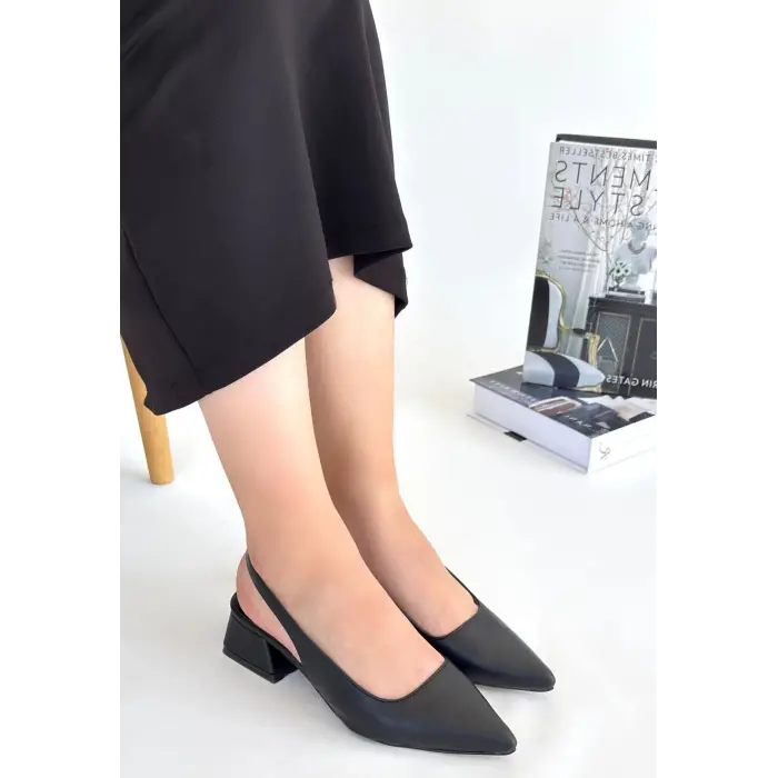 Morji Siyah Cilt Topuklu Ayakkabı