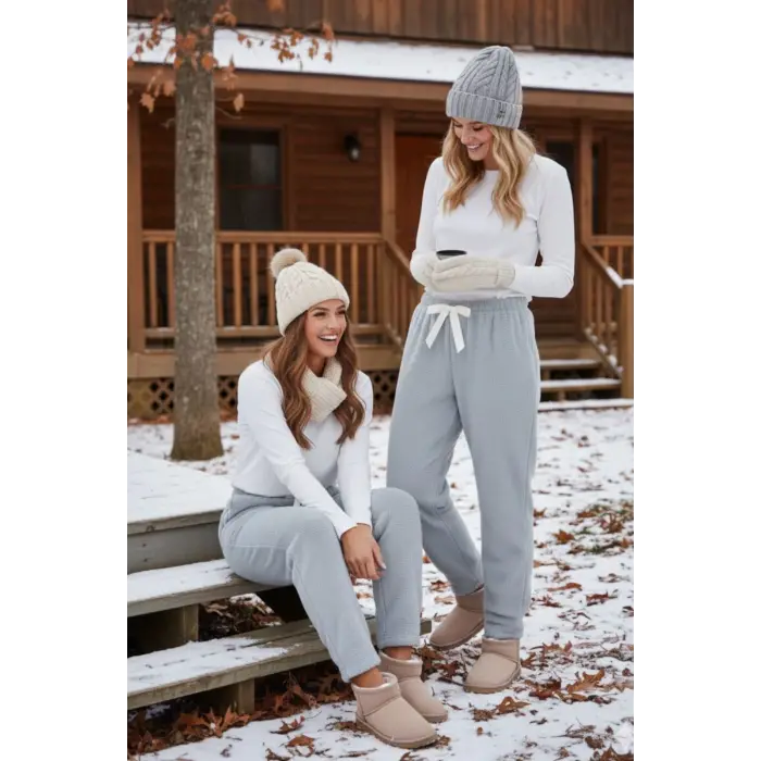 Peluşlu pijama alt açık gri nr