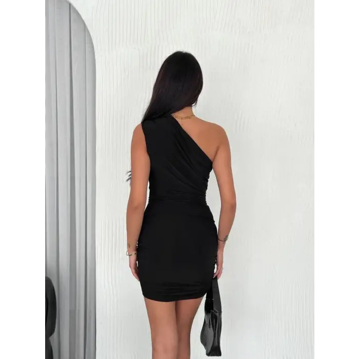Tek omuz mini elbise 3916