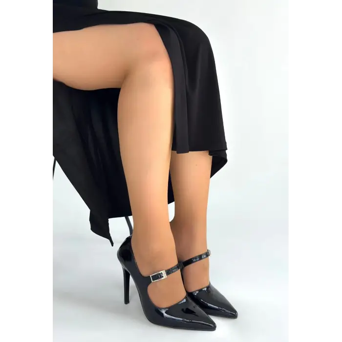 Tiej Siyah Rugan Stiletto Ayakkabı