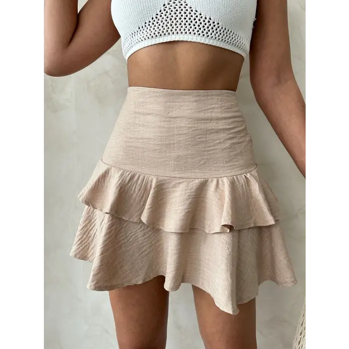 Valonlu fırfırlı etek s24681