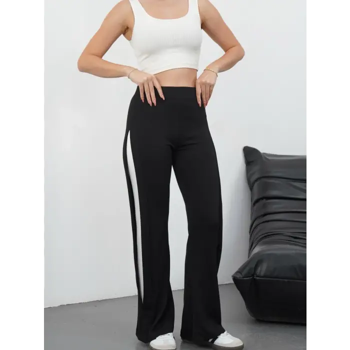 Yandan katlamalı pantolon siyah