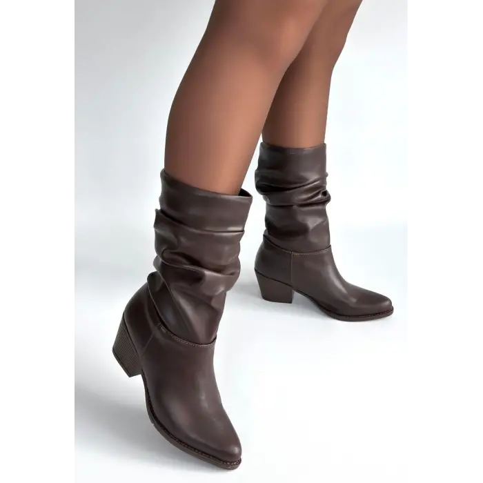 Yior Acı Kahve Cilt Topuklu Bot