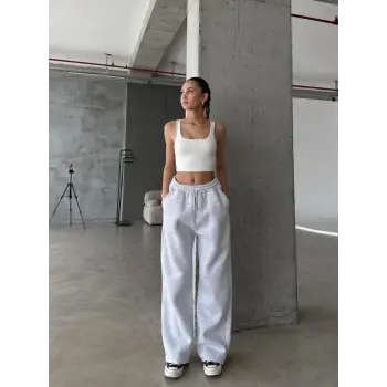 3 iplik şardonlu oversize eşofman gri