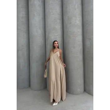 Aerobin uzun elbise bej pt