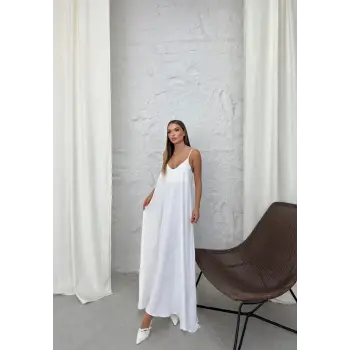 Aerobin uzun elbise beyaz pt