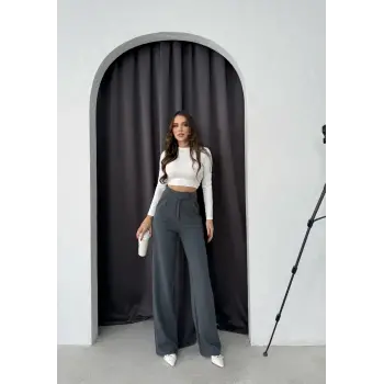 Cırtlı pantolon krep füme pt