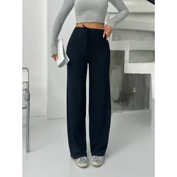 Fitilli şardonlu pantolon siyah a4058