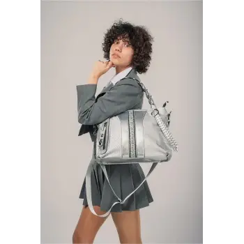 Jaxe Gri Cilt Omuz Çantası