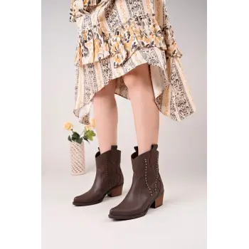 Matin Acı Kahve Cilt Topuklu Bot