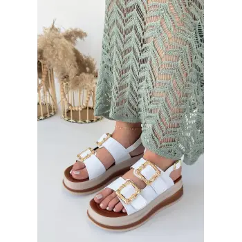 Stan Beyaz Cilt Sandalet