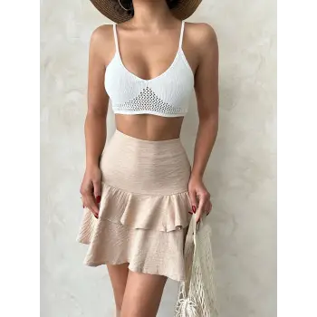 Valonlu fırfırlı etek s24681