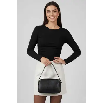 Yanı Büzgülü bluz siyah T4322