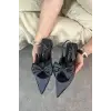 Cenya Siyah Saten Babet Ayakkabı