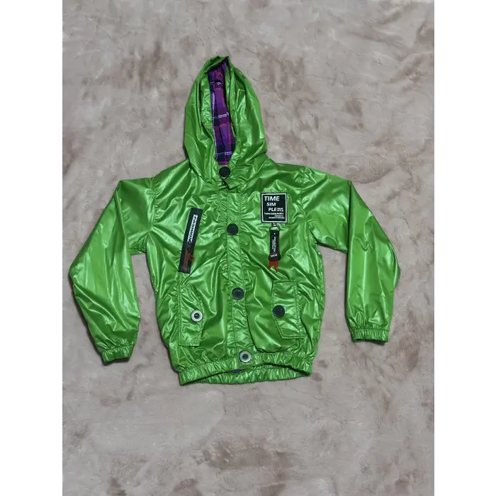 2-8 yaş arası erkek çocuk kapşonlu astarlı mont yağmurluk bennetton yeşil