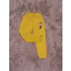3-9 yaş kız çocuk tavşan baskılı paça lastikli eşofman hardal