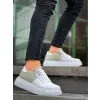 KB-X155 Kuback Beyaz Cilt Gri Süet Detaylı Beyaz Yüksek Taban Günlük Spor Ayakkabı