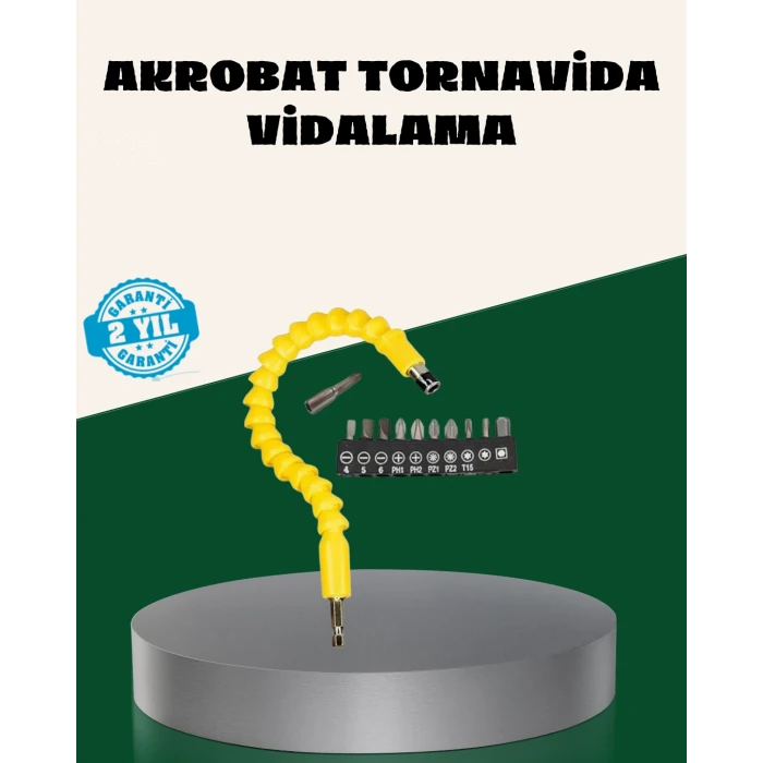 12 Parça Akrobat Bits Seti Çok Amaçlı Vidalama Dayanıklı Çelik