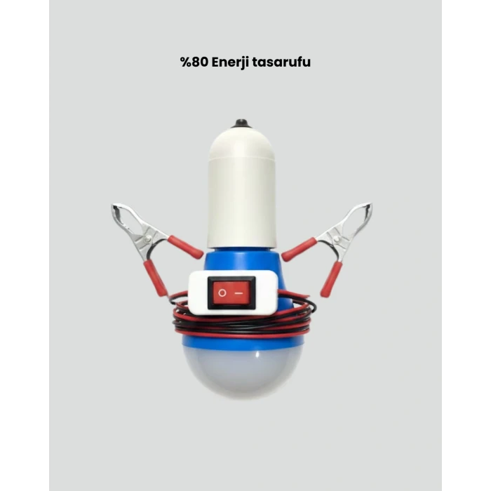 12V LED Ampul Timsah Kıskaçlı Taşınabilir Aydınlatma